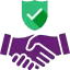 Trusted cleaners icon – handshake with shield
