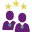 Friendly team icon – experienced cleaners with stars