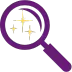Results guaranteed icon – magnifying glass with sparkle