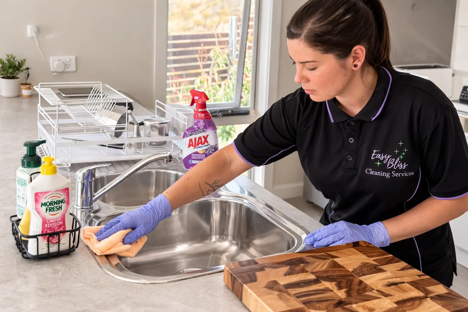 Detailed deep cleaning service in a real home