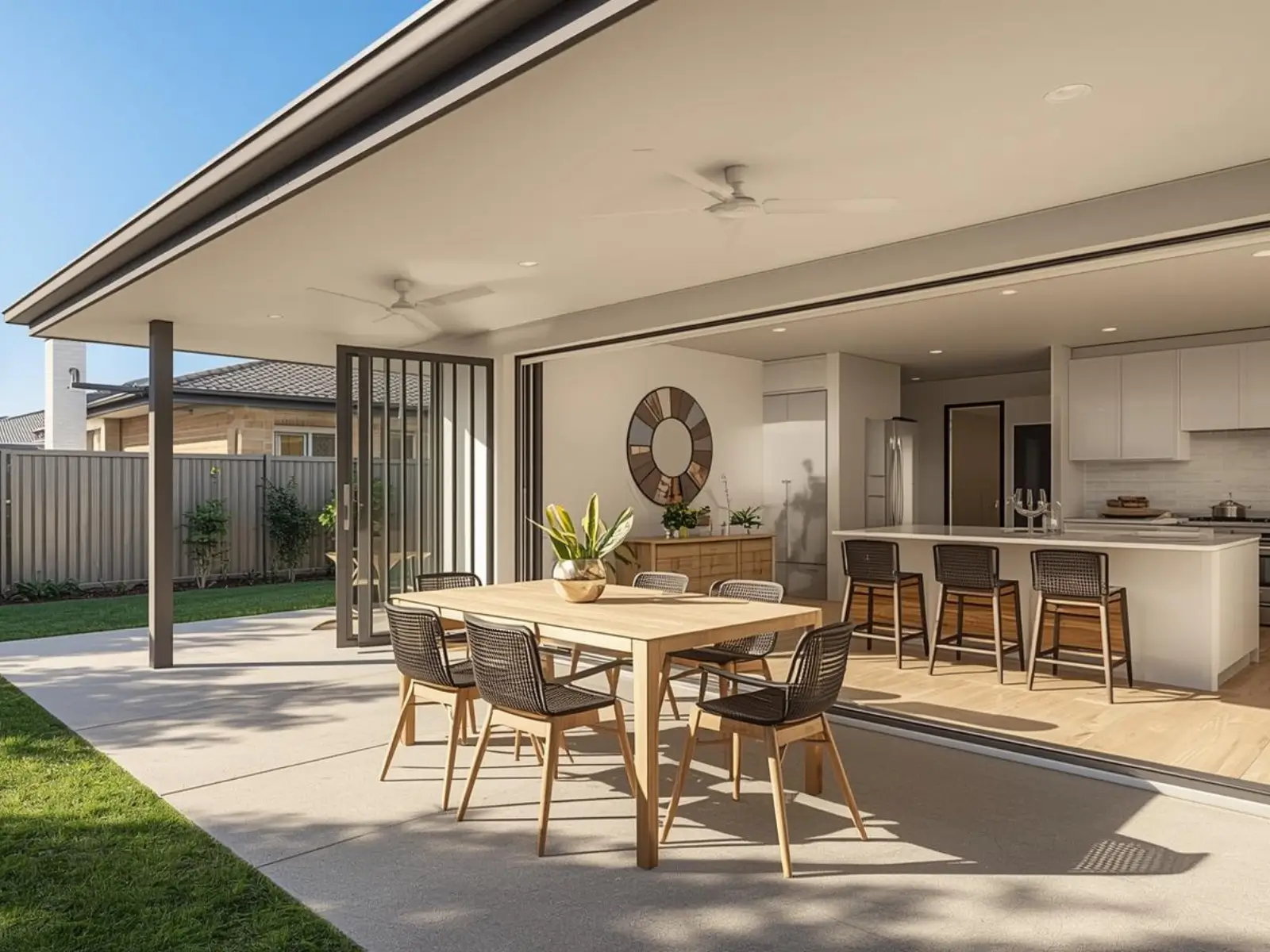 modern family home backyard in Camp Hill Brisbane residential neighbourhood