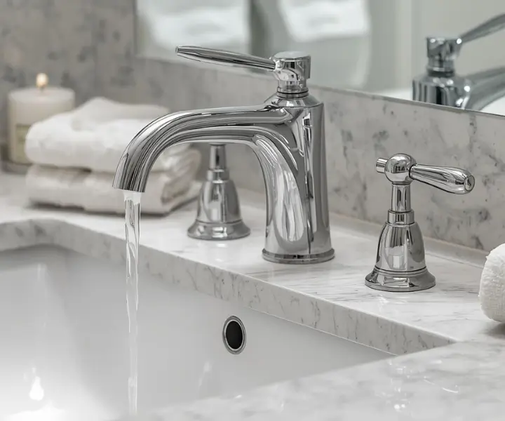 Detailed bathroom cleaning finish in a real home