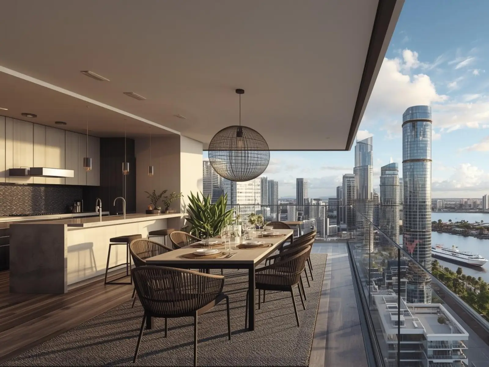 modern apartment balcony lifestyle Newstead Brisbane