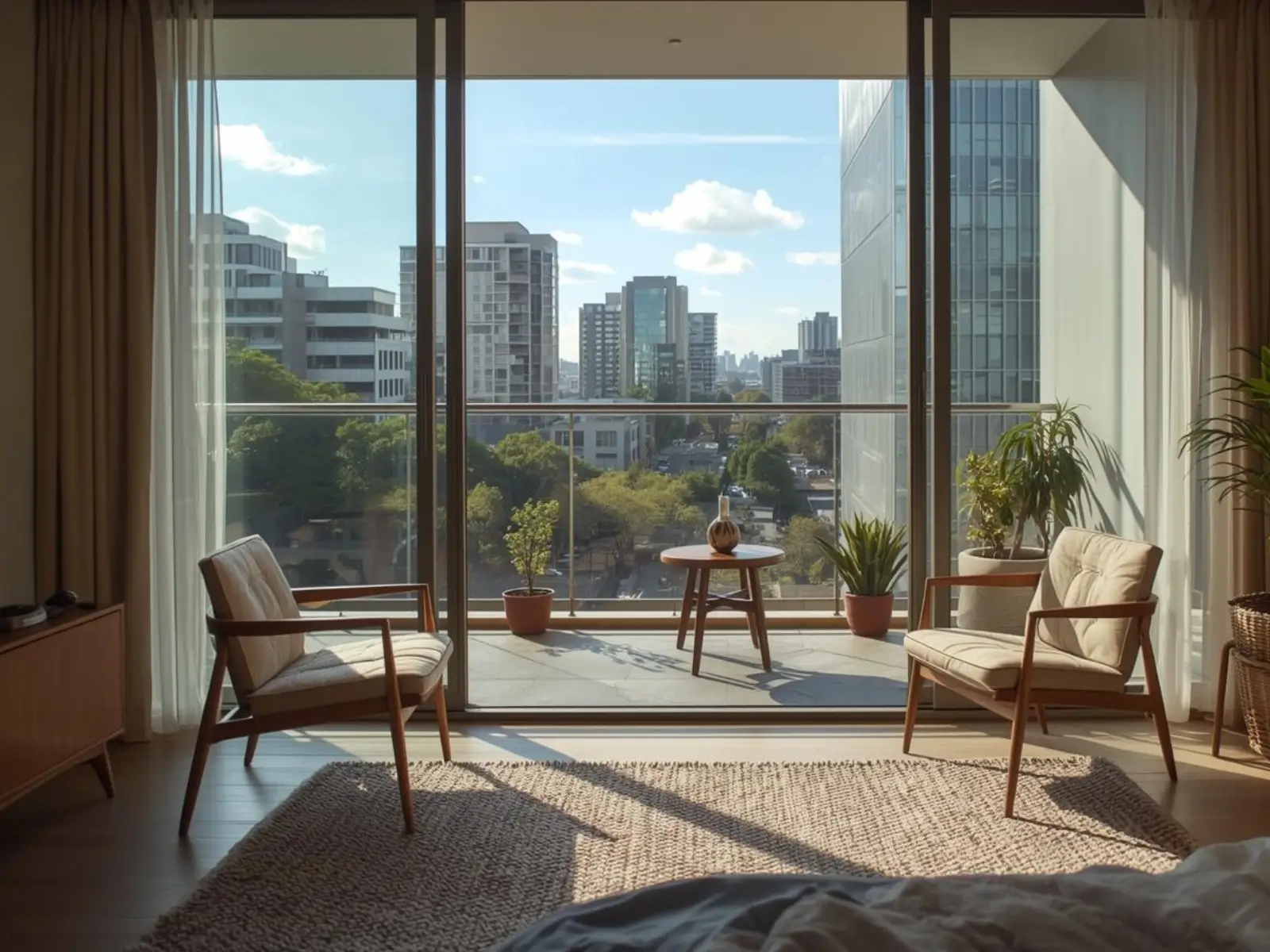 modern apartment balcony lifestyle in South Brisbane